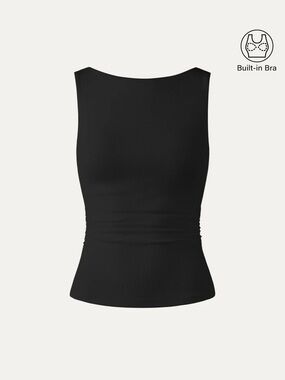 NWT OGL BLACK ELASTIC OPEN BACK TANK IN BLACK